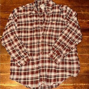 Carhartt Men's Plaid Shirt - Burgundy and White